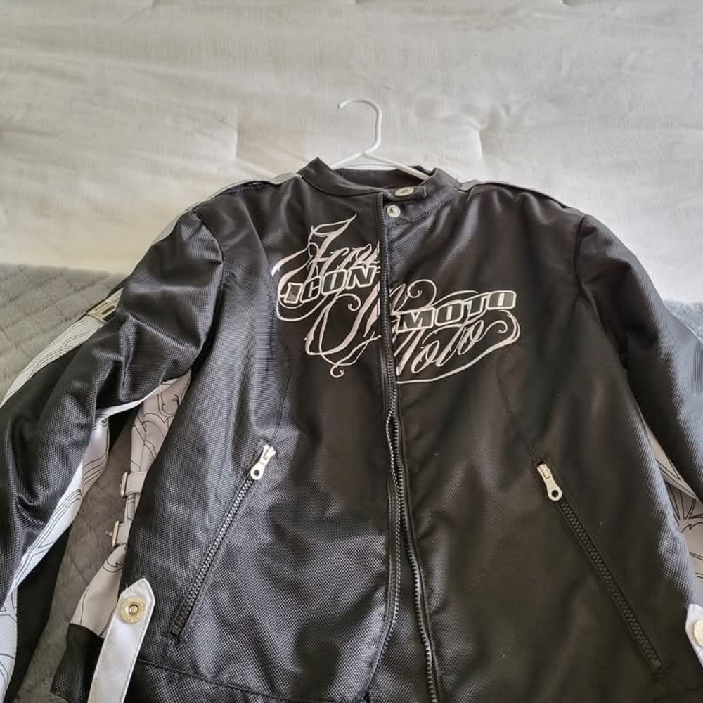 Black Moto Jacket with White Accents